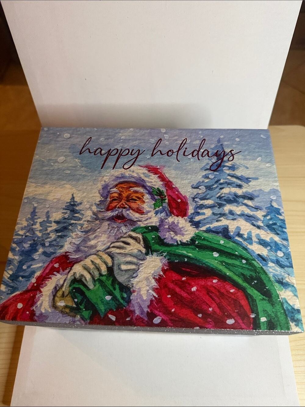 Happy Holidays Santa Canvas Wall Art - Red & Green